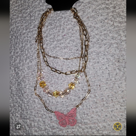 NWT Dolls Kill Beautiful Gold Pink Butterfly 🦋 Necklace - Picture 2 of 9